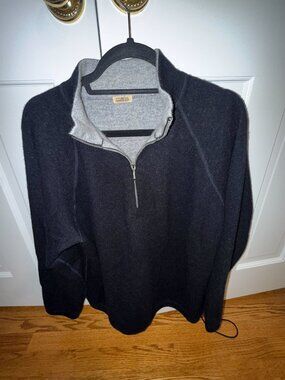 Malo Cashmere Sport Men's Quarter Zip Pullover Navy Blue Gray Italy Luxury